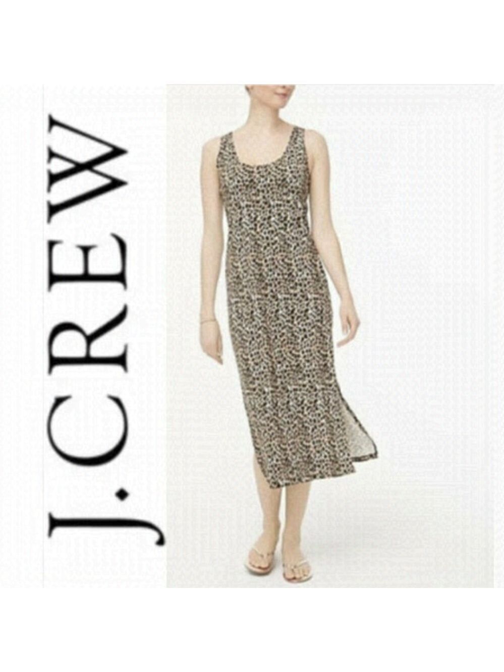 J Crew Leopard Print Bodycon Midi Tank Dress